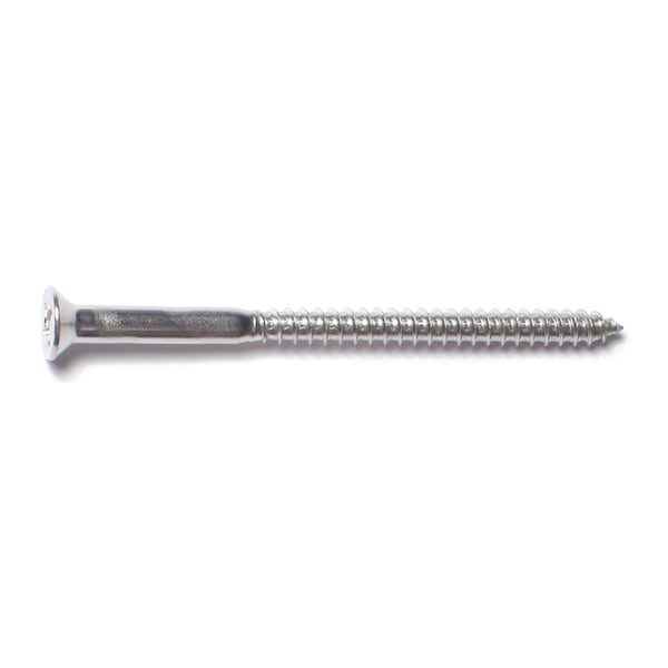 Midwest Fastener Wood Screw, #10, 3 in, Plain 18-8 Stainless Steel Flat Head Phillips Drive, 4 PK 79147 - main